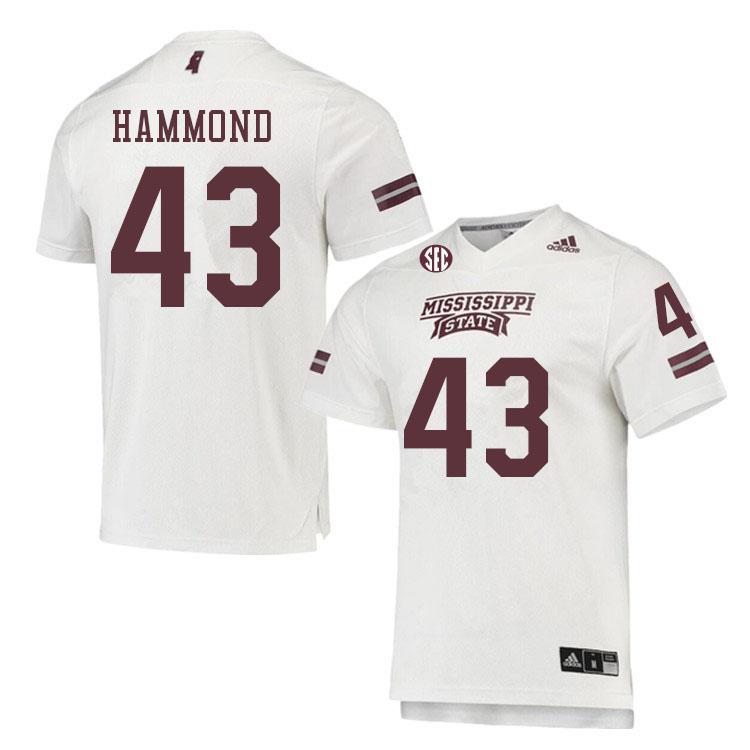 Men #43 Hayes Hammond Mississippi State Bulldogs College Football Jerseys Sale-White - Click Image to Close